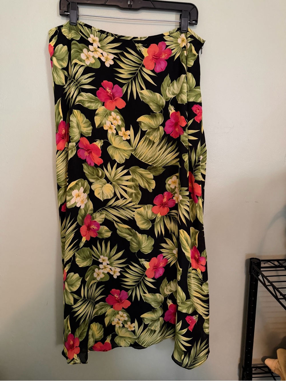 Ralph Lauren Black Floral Silk Maxi Skirt